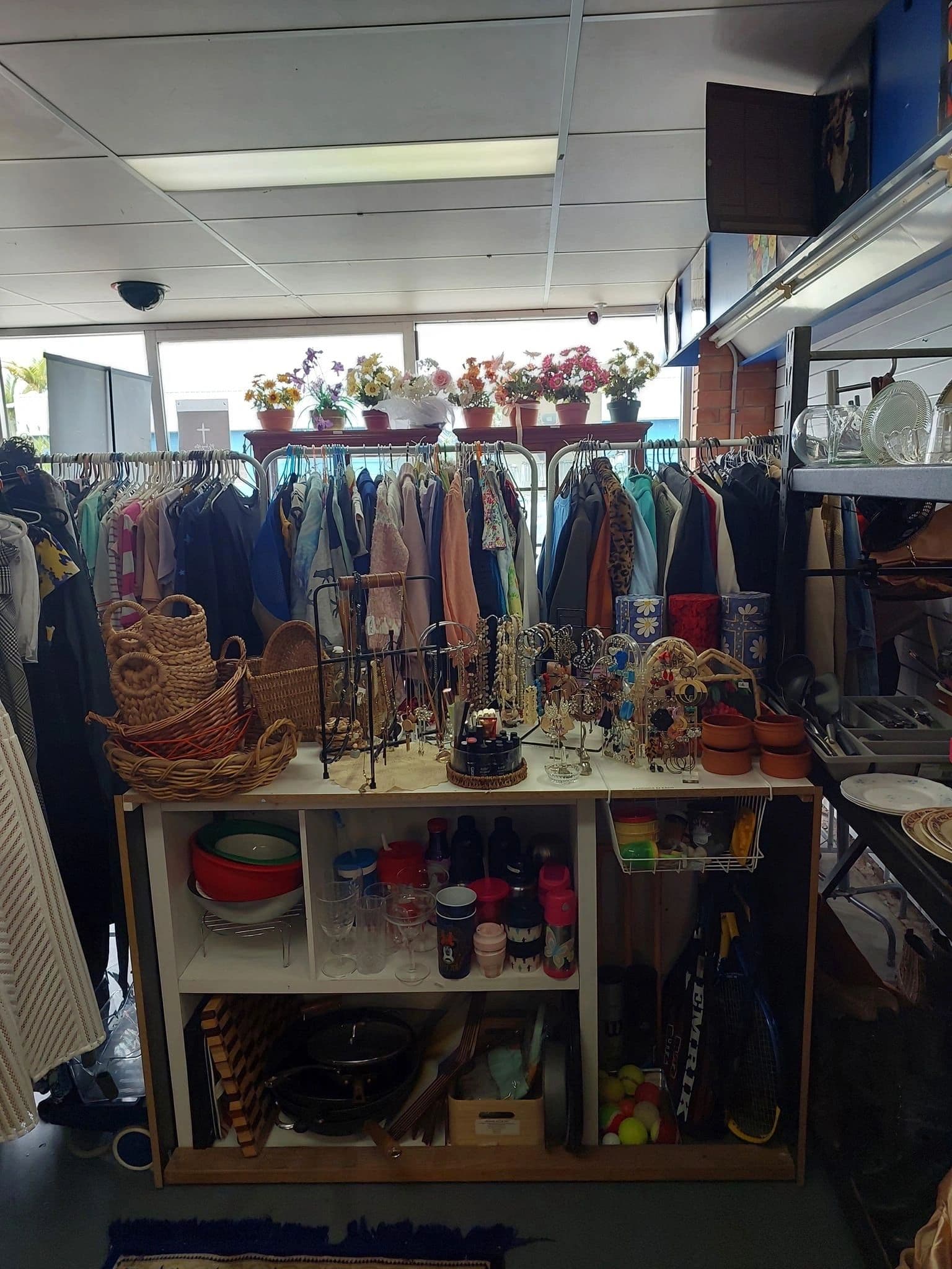 Community members receiving support at the Op-Shop